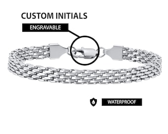 Pulsera de malla de acero inoxidable con grabado personalizado, 6 mm