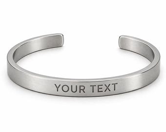 Pulsera minimalista de acero inoxidable de 6 mm – Grabable por dentro y por fuera