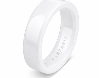 Anillo minimalista / Cerámica blanca / Joyería moderna y duradera