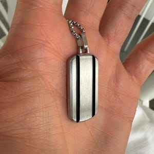 Engraved Pendant Necklace | Personalized Jewelry | Custom Silver Pendant | Dog Tag with Black Detail