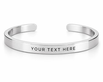 Pulsera grabada / Joyería personalizada / Pulsera de plata personalizada / Brazalete tipo puño de 5 mm unisex
