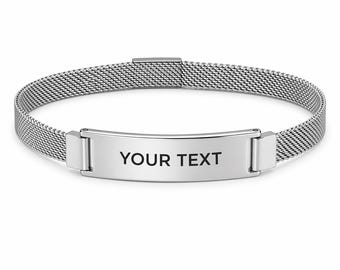 Pulsera de identificación ajustable con grabado personalizado de acero inoxidable, 8,8 mm