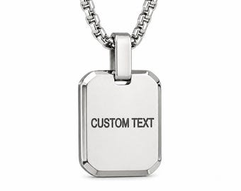 Collar con colgante grabado / Joyería personalizada / Colgante de plata personalizado / Etiqueta cuadrada