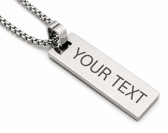 Collar con colgante de barra de plata grabada: Joyería personalizada