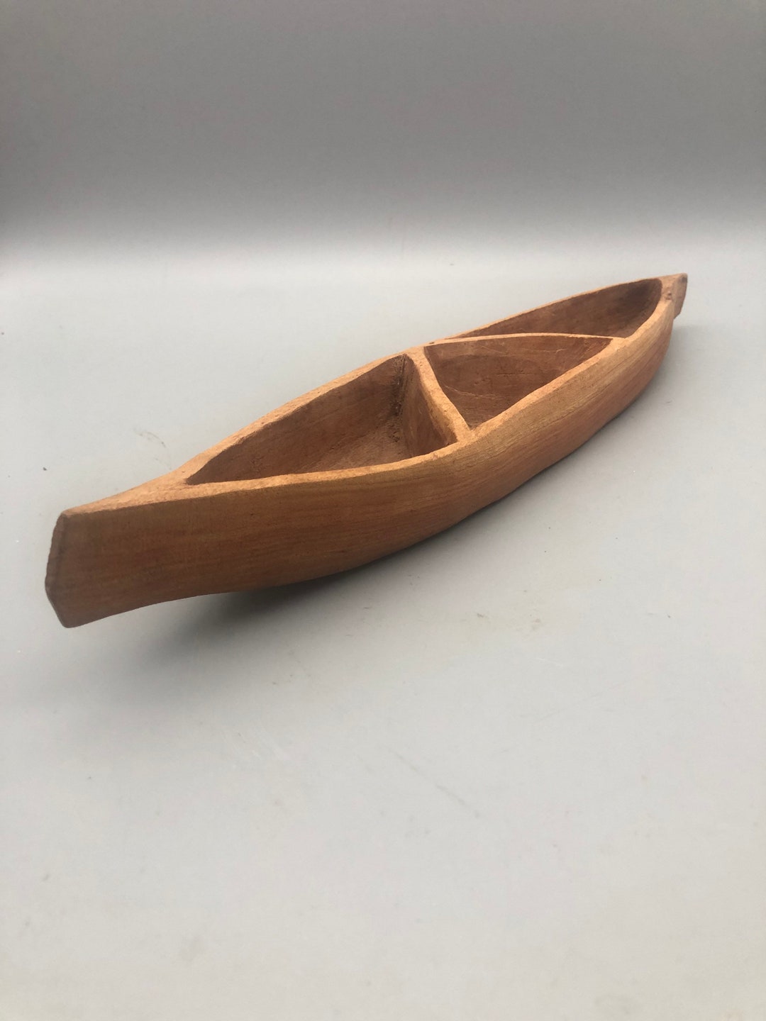 Vintage Hand Carved Wood Canoe Serving Tray. Etsy