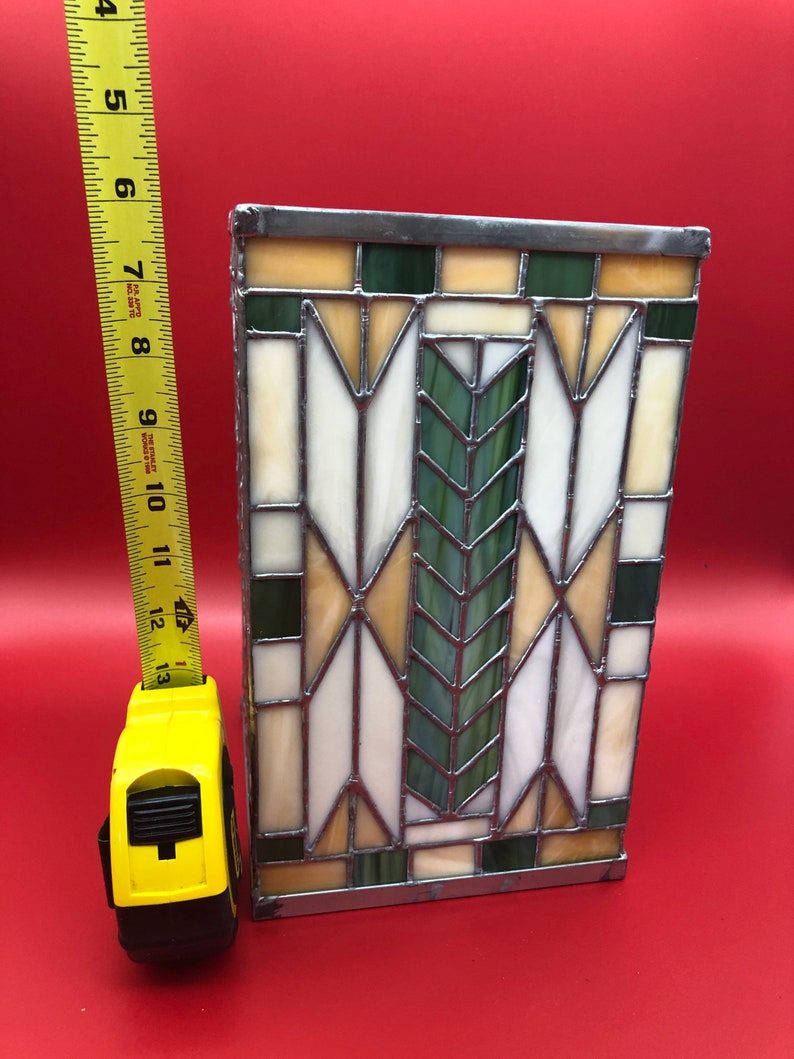 Vintage Stained Glass Light / Candle Shade. Yellow and Green. Etsy
