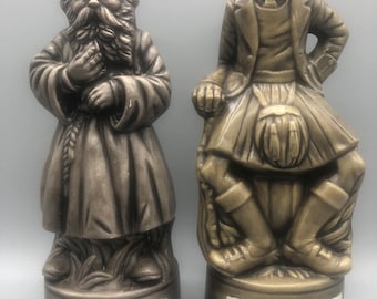 Vintage Alberta's Molds Ceramic Vodka Scotch Decanters – Mid-Century Figural Barware Set