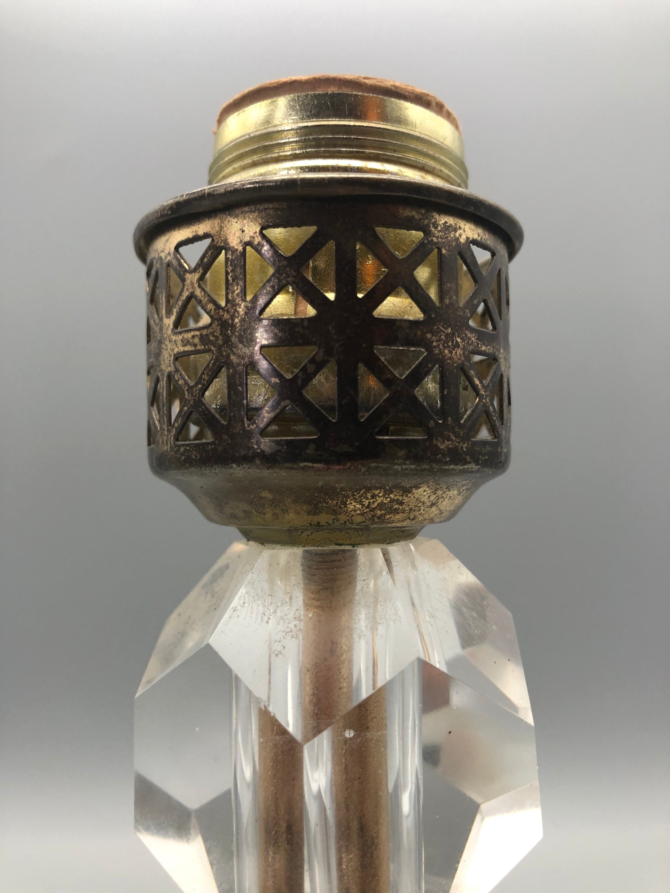 Vintage Beautiful Ornate Metal and Cut Glass Accent Lamp. Etsy