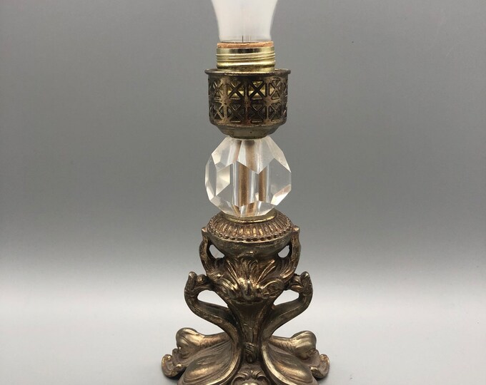 Vintage Beautiful Ornate Metal and Cut Glass Accent Lamp. Etsy