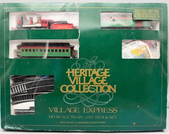 Vintage Dept 56 Heritage Village Express HO Scale Bachmann Electric Train Set in box