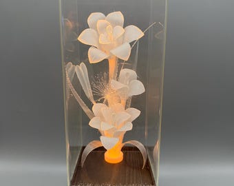 Vintage 1980s Fiber Optic Flower Lamp Light Up Color Changing Retro Music Box