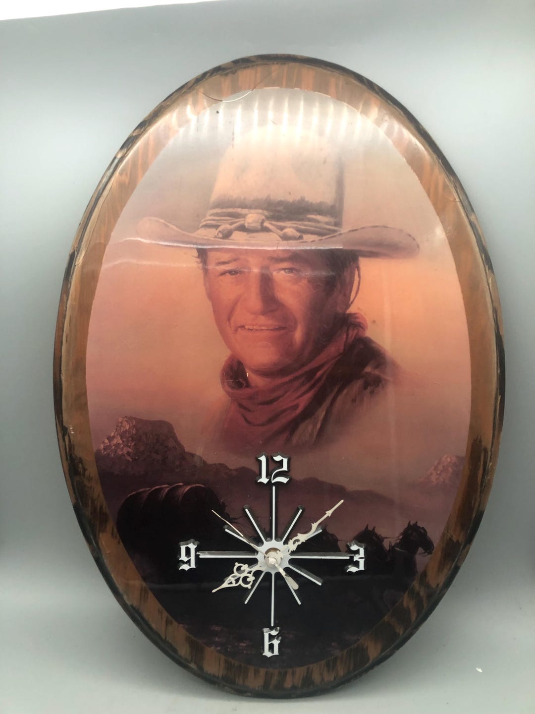Vintage Oval John Wayne Homage Shellac Wall Clock. - Etsy