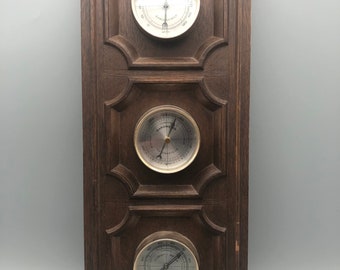 Vintage Springfield faux wood weather station.