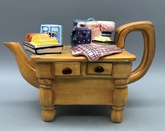 Vintage Buchase Novelty Kitchen Table Teapot Collectible Ceramic Tea Pot Baking Day Theme