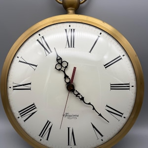 Vintage Sessions Mid Century Brass Pocket Watch Wall Clock Roman Numeral Novelty Decor