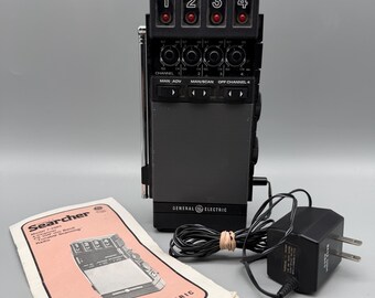 Vintage GE Searcher 7-2985A Portable 4-Channel Tunable VHF Scanning Radio with Manual