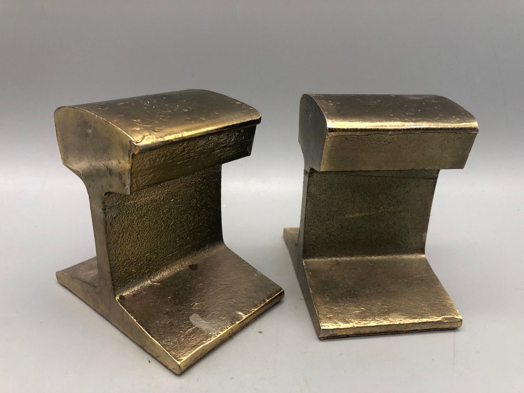 Vintage Golden Railroad Track Bookends. Etsy