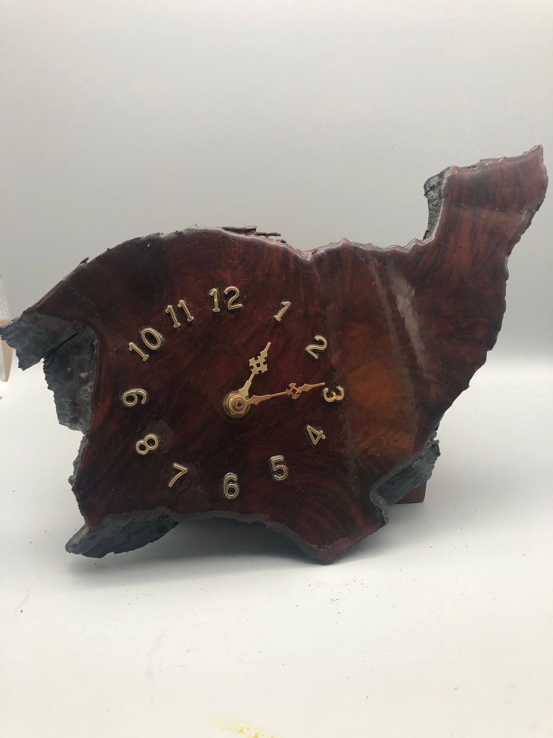 Vintage Wooden Slice Shellac Wall Clock. - Etsy