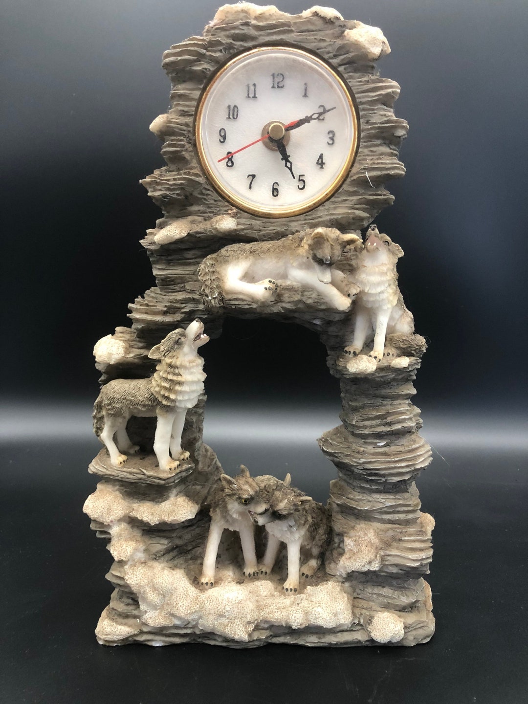 Wolfpack Clock Vintage Molded Wolfpack Table Clock. - Etsy