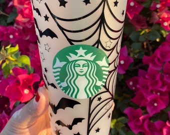 Halloween spider web CUSTOMIZED venti reusable Starbucks Cup.