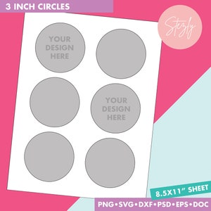 3 Inch Circle Template, Circles Template, Stickers Template, Design ...