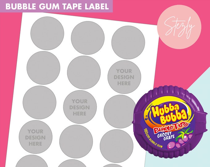 Bubble Gum Tape Template Bubble Gum Tape Label Microsoft - Etsy