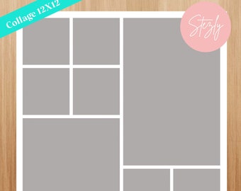 Photoshop Photo collage template, Squares shape photo collage, 12x12 Inches, Print Your Own Collage, Psd File, Collage Family Template