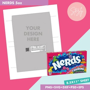Nerds Candy Box 5oz 141.7g Blank Wrapper Template, Sticker Label, Create Design Your Own, Psd, Png, Svg, Dxf, Eps Files