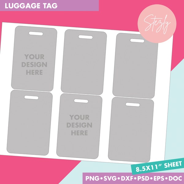 Luggage tag template, Luggage Tag Personalized, Microsoft word doc, Psd,Png, Svg, Dxf, Eps Formats, Blank template, DIY