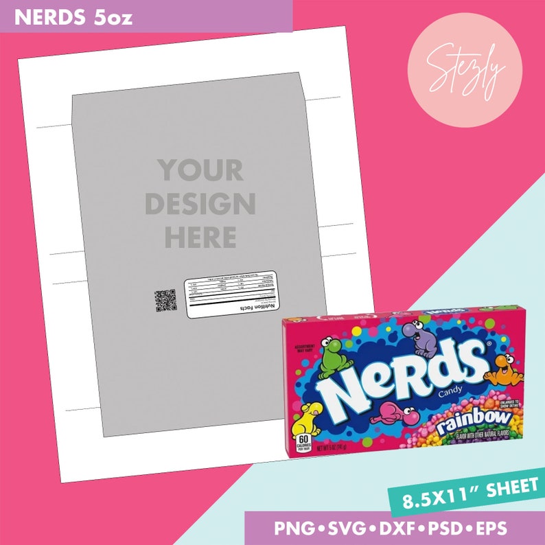 Nerds Candy Box 5oz 141.7g Blank Wrapper Template Sticker | Etsy
