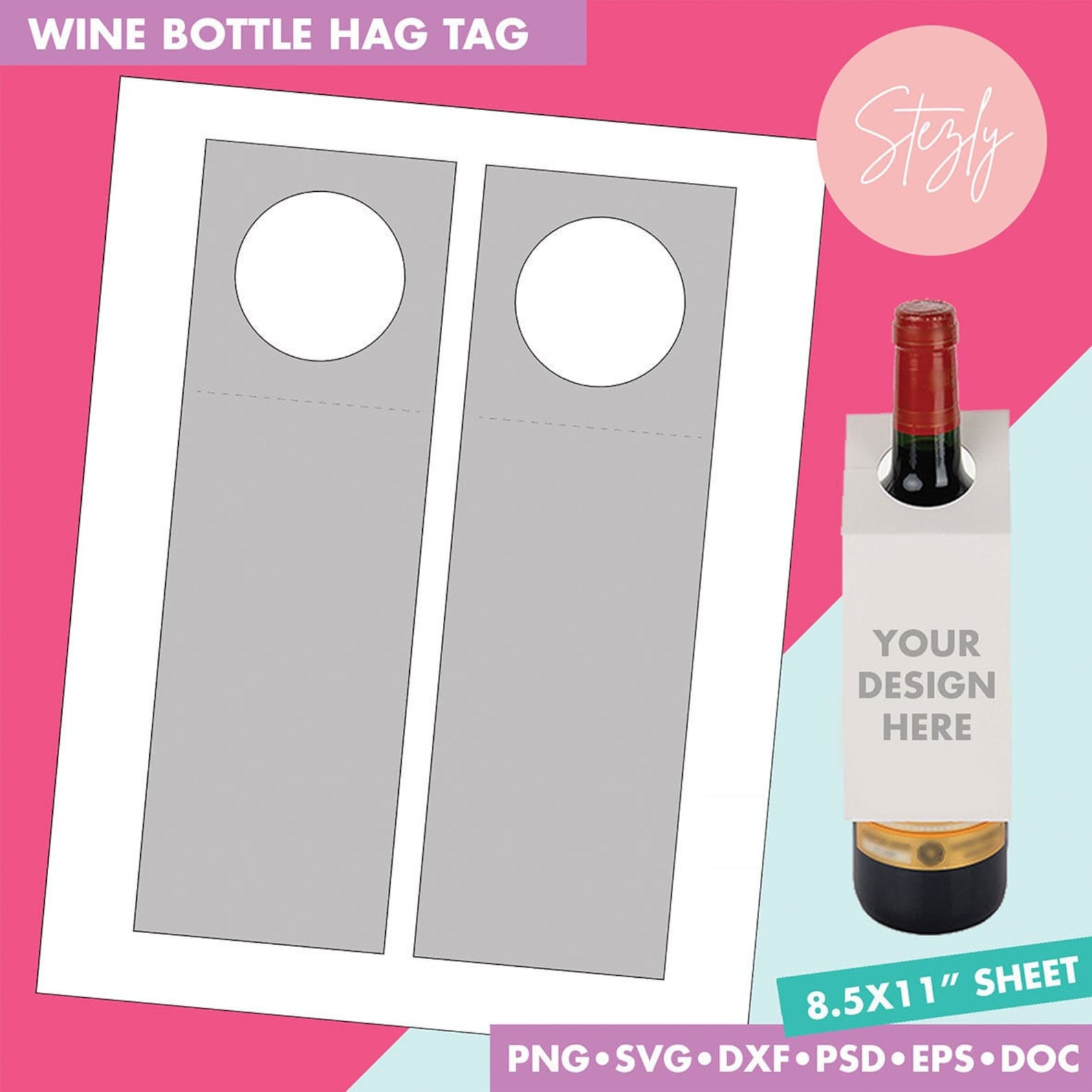 Wine Bottle Hang Tag Blank Template Party Gift Hang Tag - Etsy