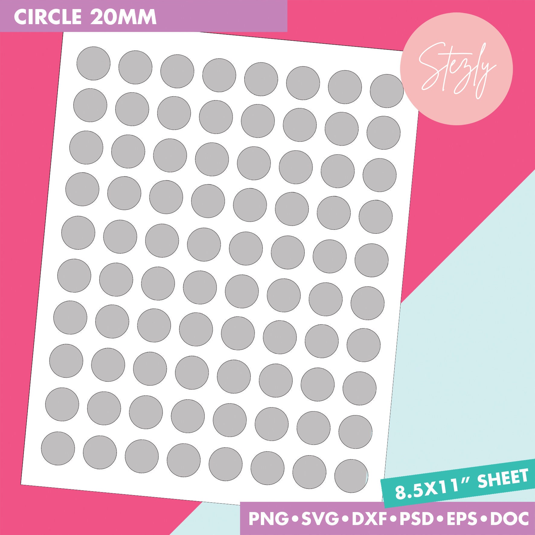 20 mm Circle Template Circles Template Stickers Template | Etsy