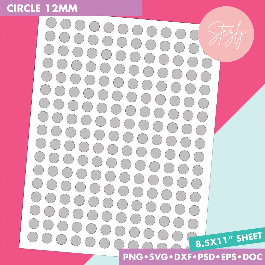 12 Mm Circle Template, Circles Template, Stickers Template, Design ...