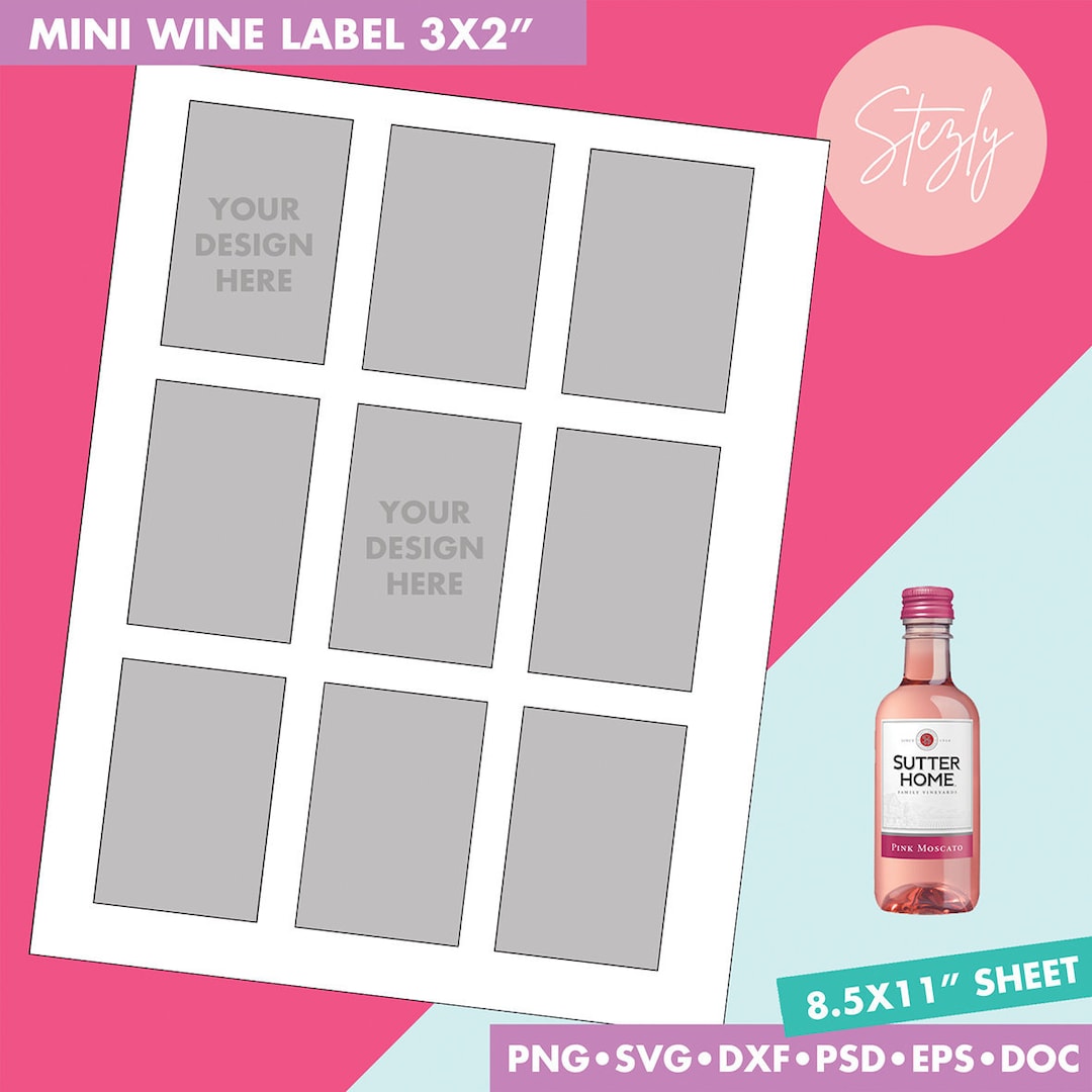 Sutter Home Mini Wine Blank Label Template, Paper Size 8.5x11, Mini