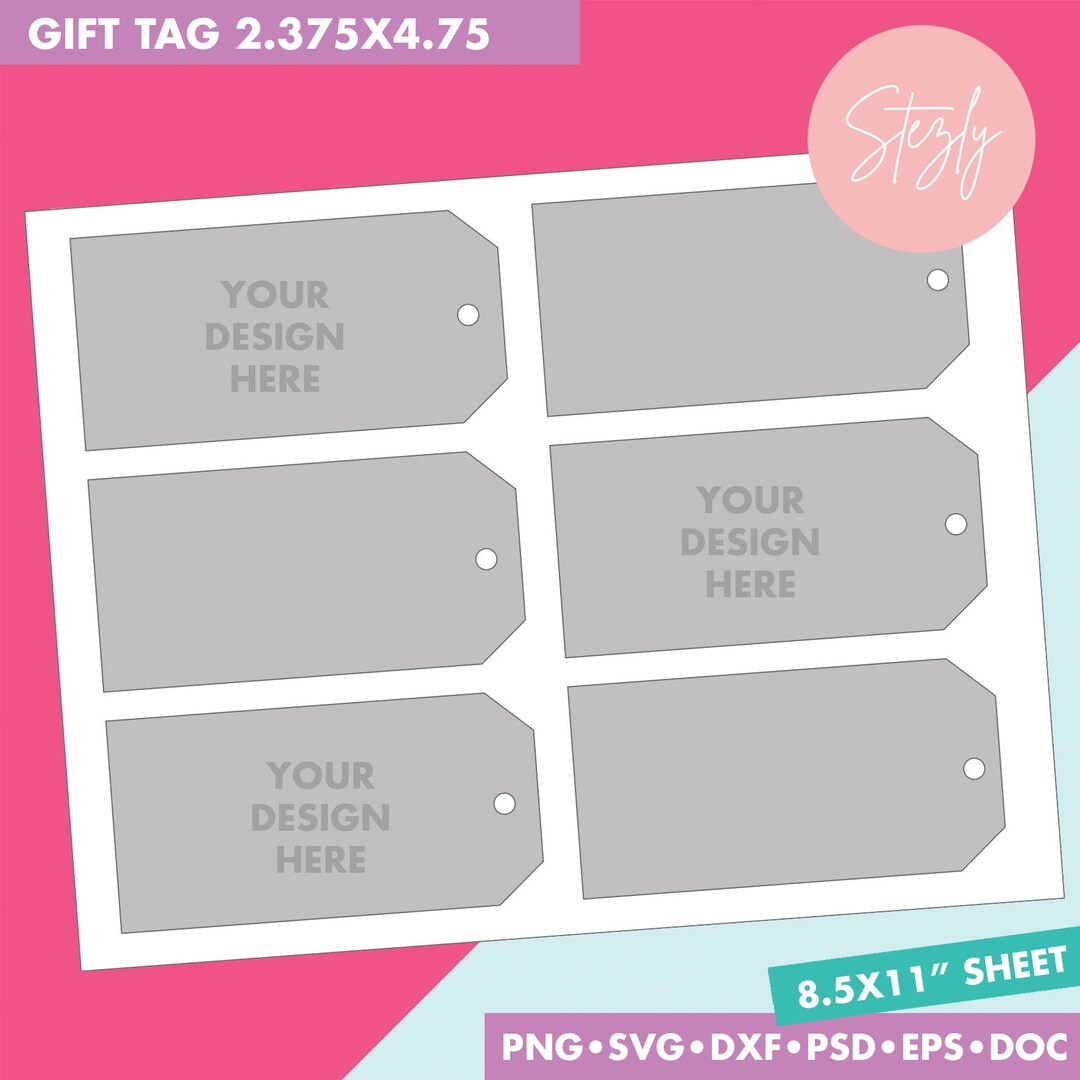 Gift Tag Template 2.375x4.75in, Tag Template, Shipping Tag Template
