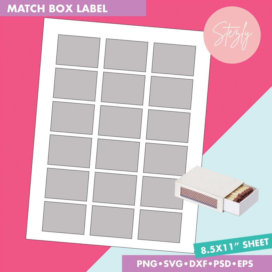 Match Line Label Match Box Label Template SVG, Png, Psd, Dxf, Eps, Printable 8.5x11 ...