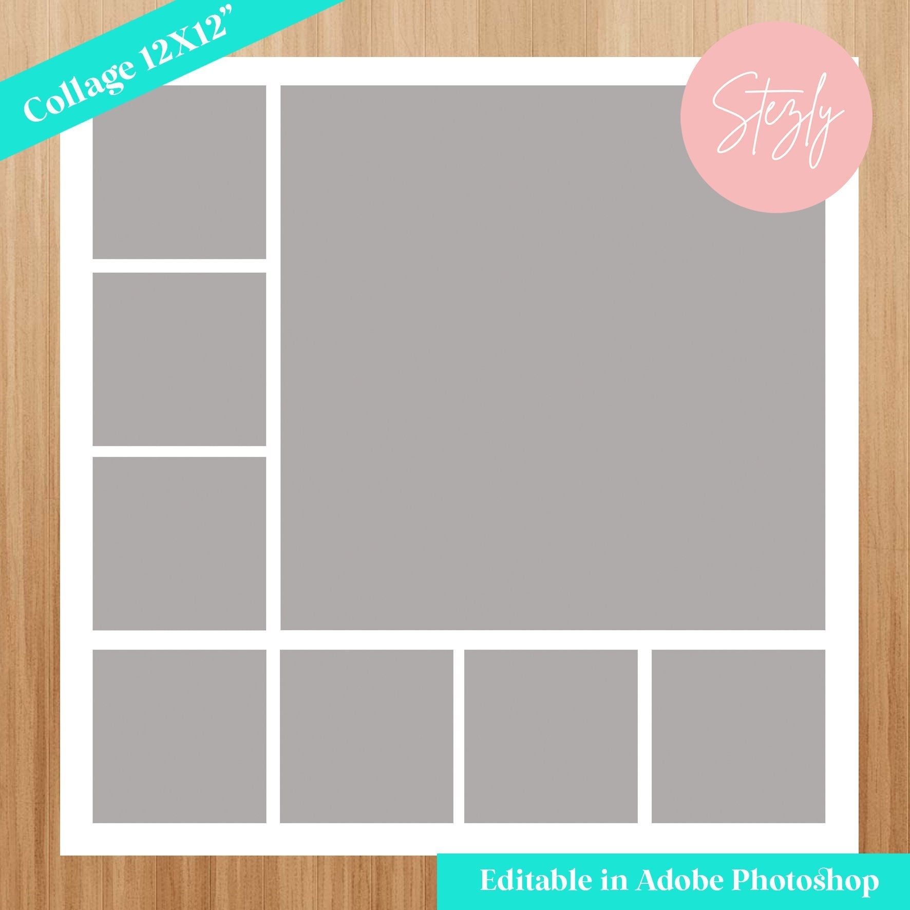 Photo Collage Template 12x12 Inch Photography Display Tool Layered