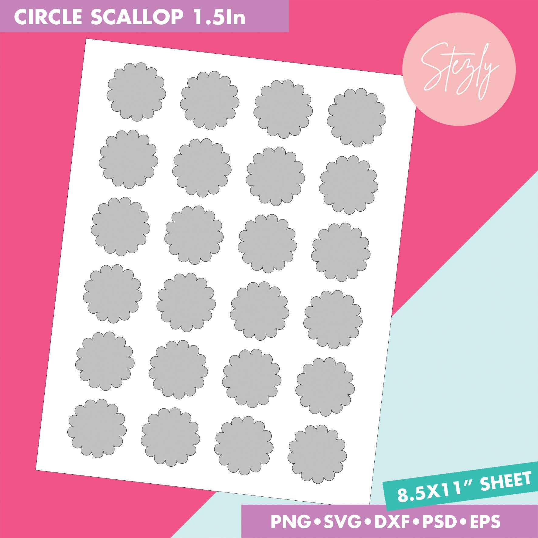 1.5 inch Circle Scallop Blank Template 38 mm Round Scallop | Etsy