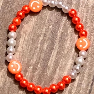 Orange bracelet handmade, Orange smile bracelet handmade, Cute happy bracelet handmade, Smiley face bracelet, One of a kind handmade