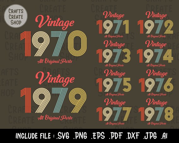 Download Bundle Vintage 1970 1979 Original Parts Birthday Svg Etsy