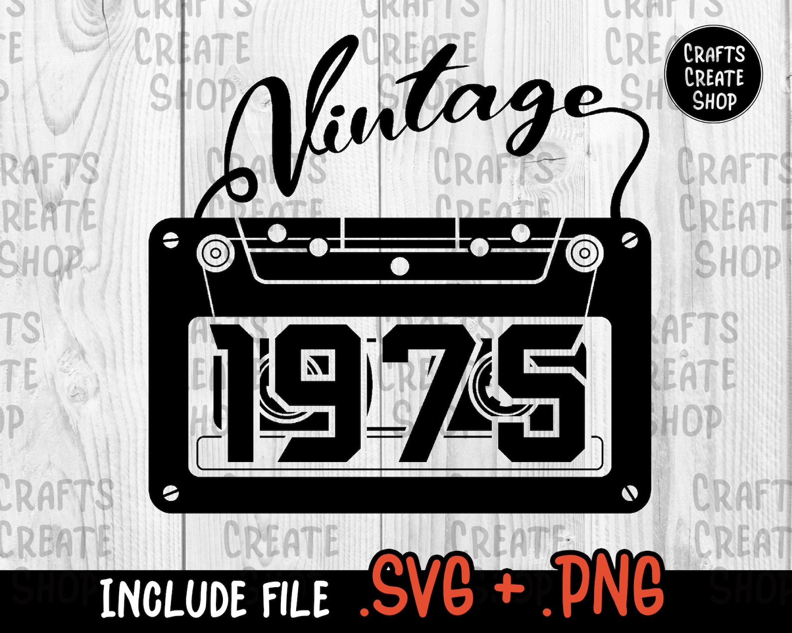 Vintage 1975 Svg Cassette Tape Retro Year Birthday Svg Tape | Etsy
