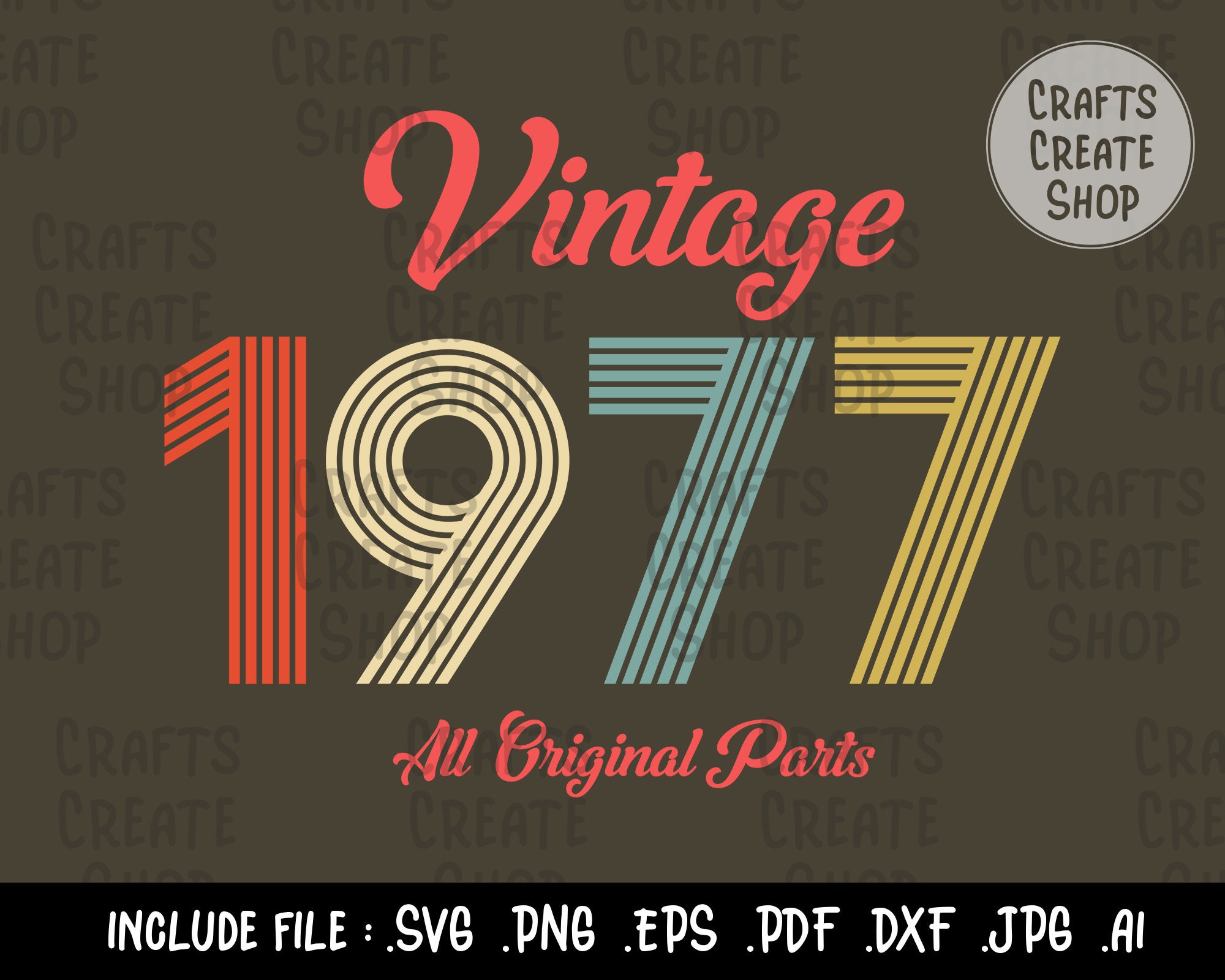 Vintage 1977 alle Originalteile Geburtstag svg distressed Etsy.de