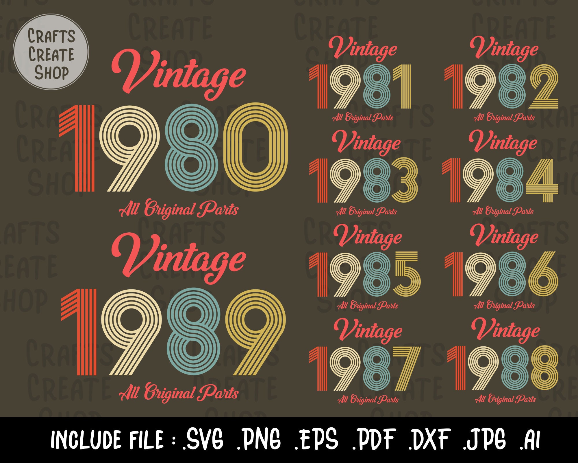 福袋 オンライン Bundle Vintage Svg Birthday Parts, Original 1980-1989, 趣味・スポーツ・実用