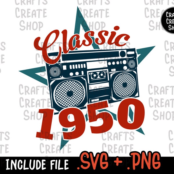 Classic 1950 radio svg, 71st birthday gift Svg, Retro Vintage Style Svg, Vintage 1950 Birthday svg, Born in 1950, png sublimation