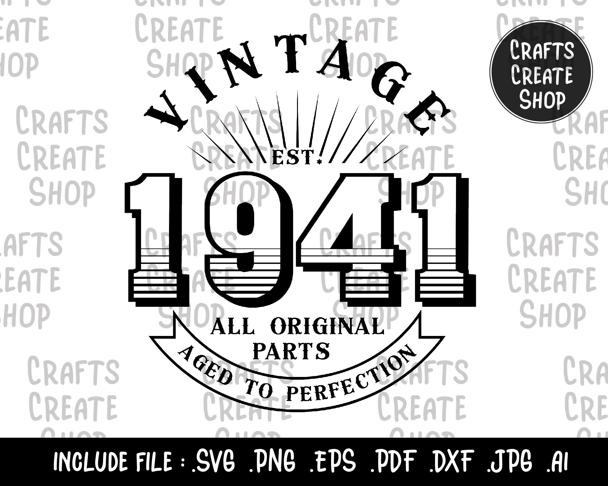 Download Vintage Est 1941 All Original Parts Aged To Perfection Svg Etsy