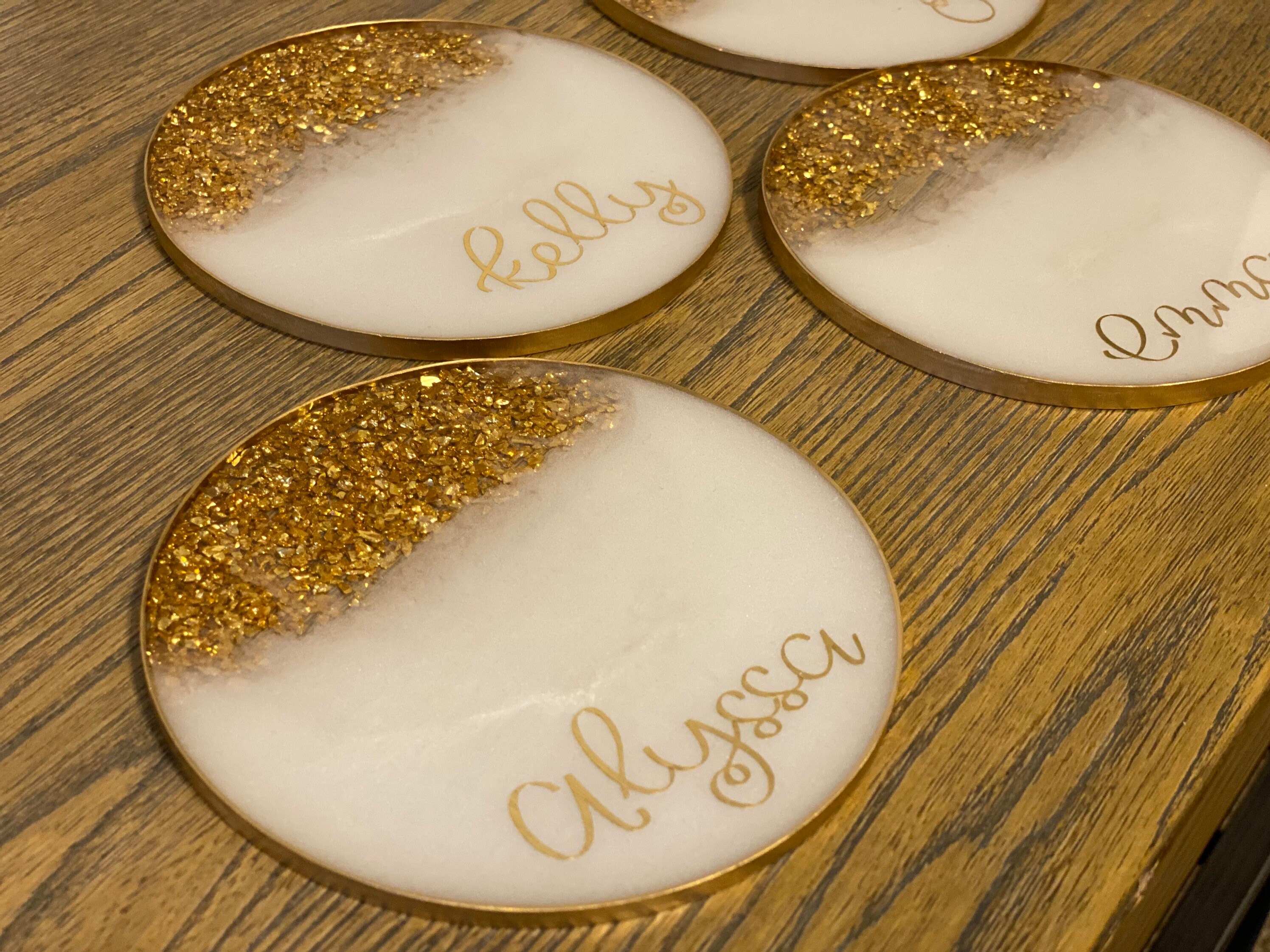 Personalized Bridesmaid Gift Round Resin Coaster Unique Etsy