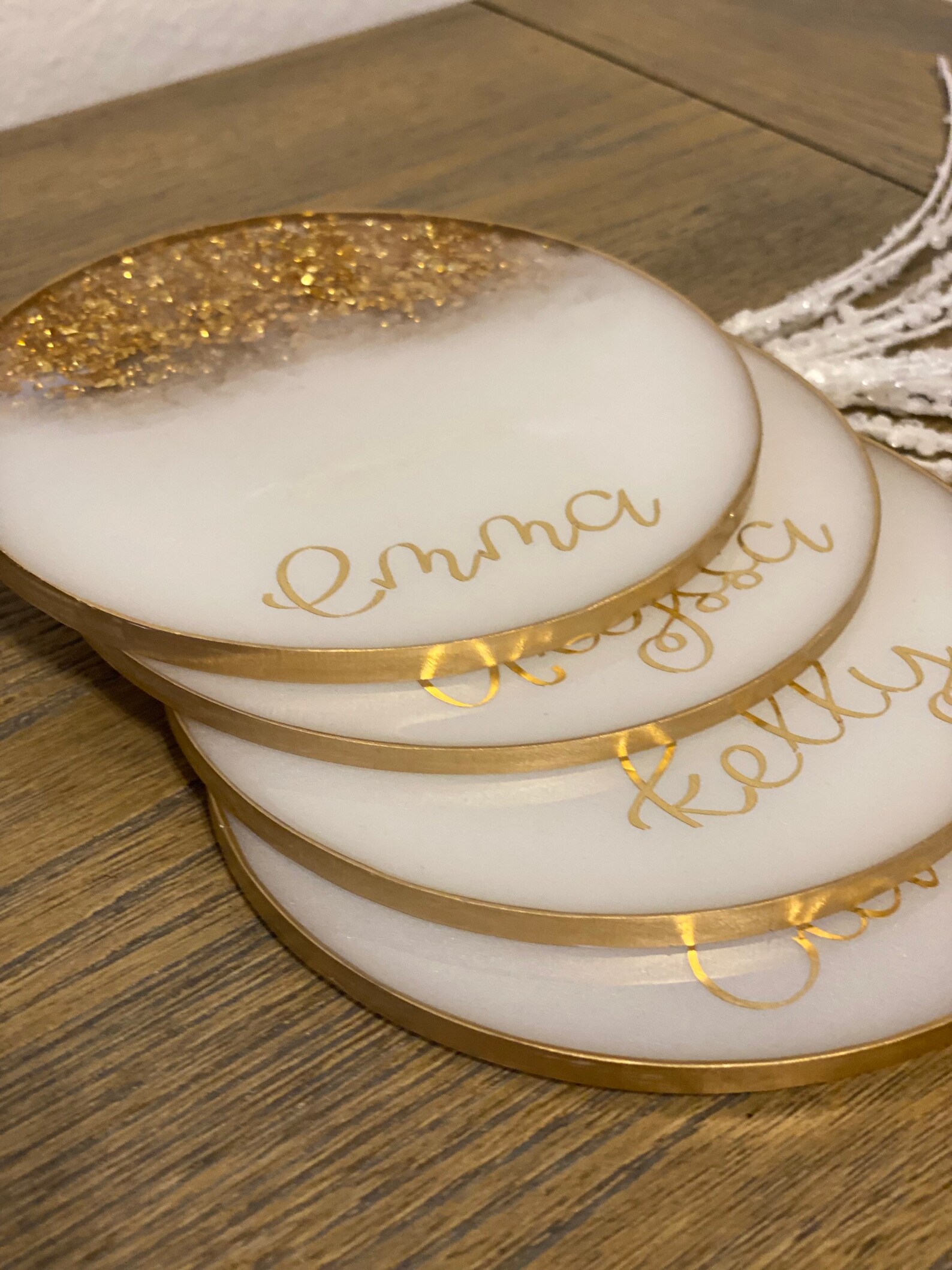 Personalized Bridesmaid Gift Round Resin Coaster Unique Etsy