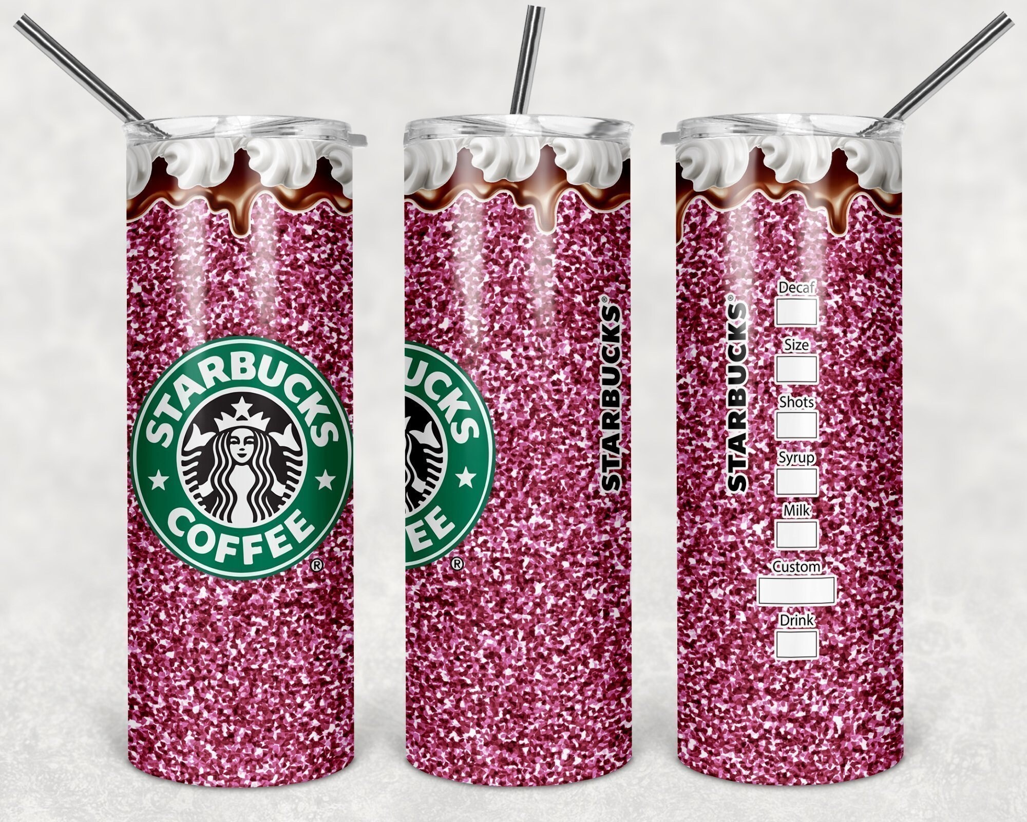SB Pink Glitter Tumbler Straw Included