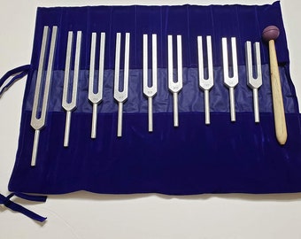 Solfeggio Tuning Forks Ensemble de 9 pour guérir la réparation de l’ADN Bénédictions Miracle avec longs poignées DHL SHIPPING