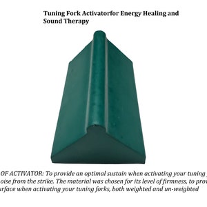May include: A green triangular tuning fork activator for energy healing and sound therapy. The activator is designed to provide an optimal sustain when striking tuning forks, with minimal noise from the strike.